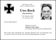 Traueranzeige Uwe Rock