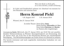 Traueranzeige Konrad Pickl
