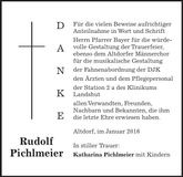Traueranzeige Rudolf Pichlmeier