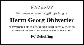 Traueranzeige Georg Ohlwerter