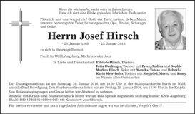 Traueranzeige Josef Hirsch