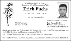 Traueranzeige Erich Fuchs