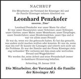 Traueranzeige Leonhard Penzkofer