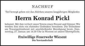 Traueranzeige Konrad Pickl