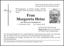 Traueranzeige Margareta Heinz