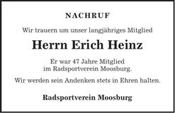 Traueranzeige Erich Heinz