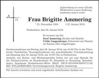 Traueranzeige Brigitte Ammering