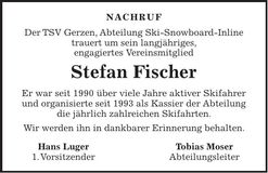 Traueranzeige Stefan Fischer
