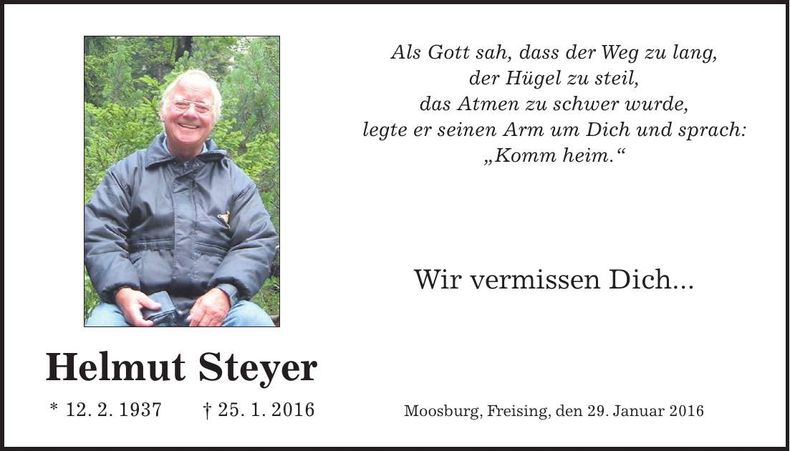 Traueranzeige Steyr Helmut
