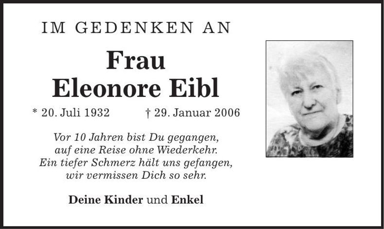 Traueranzeige Eloeonore Eibl