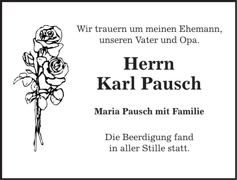 Traueranzeige Karl Pausch