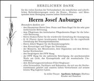 Traueranzeige Josef Auburger