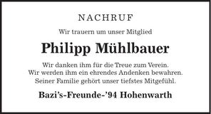 Traueranzeige Philipp Mühlbauer