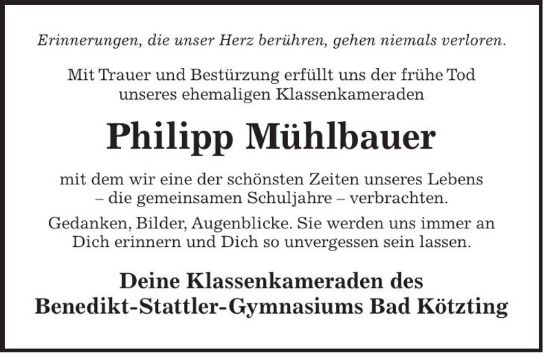 Traueranzeige Philipp Mühlbauer