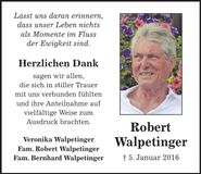 Traueranzeige Robert Walpetinger