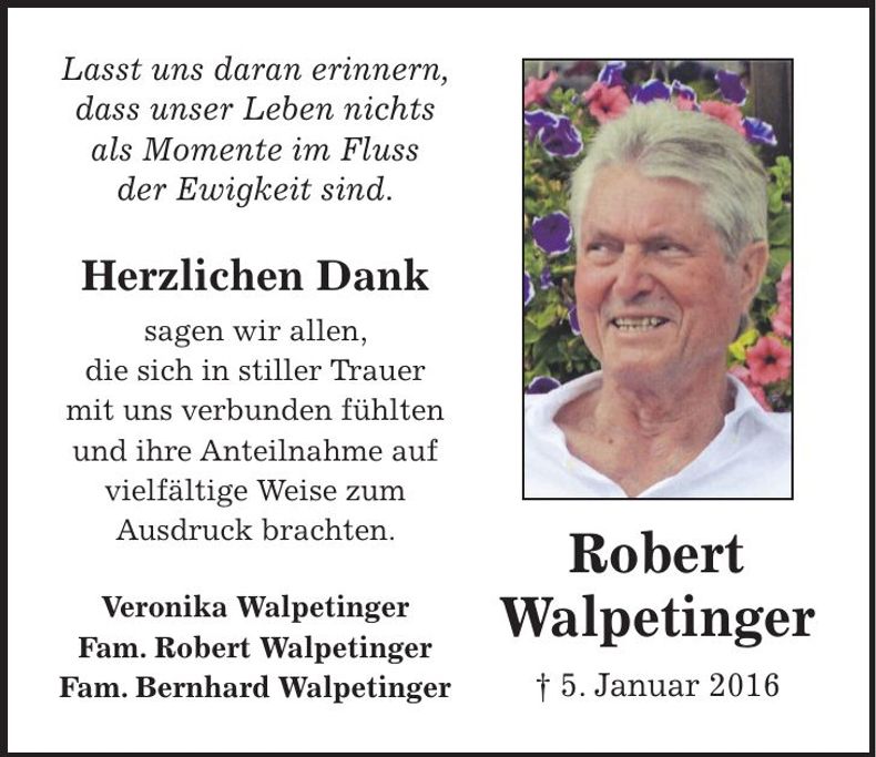 Traueranzeige Robert Walpetinger