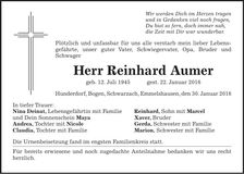 Traueranzeige Reinhard Aumer