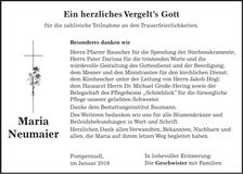 Traueranzeige Maria Neumaier