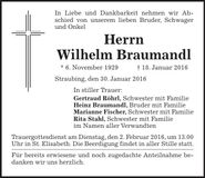 Traueranzeige Wilhelm Braumandl