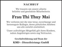 Traueranzeige Thi Thuy Mai
