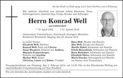 Traueranzeige Konrad Well