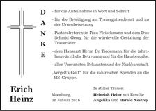 Traueranzeige Erich Heinz