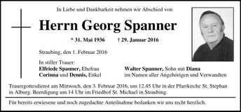 Traueranzeige Georg Spanner