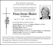 Traueranzeige Irene Maier