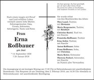 Traueranzeige Erna Roßbauer
