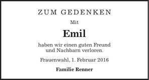 Traueranzeige Emil Huber
