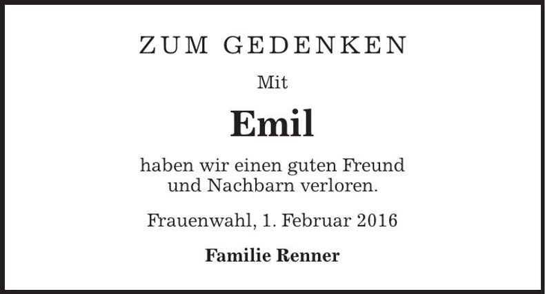 Traueranzeige Emil Huber