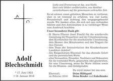 Traueranzeige Adolf Blechschmidt
