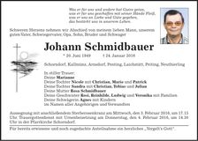 Traueranzeige Johann Schmidbauer