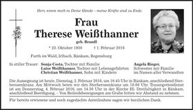 Traueranzeige Therese Weißthanner