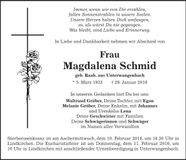 Traueranzeige Magdalena Schmid
