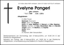 Traueranzeige Evelyne Pangerl