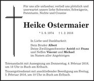 Traueranzeige Heike Ostermaier