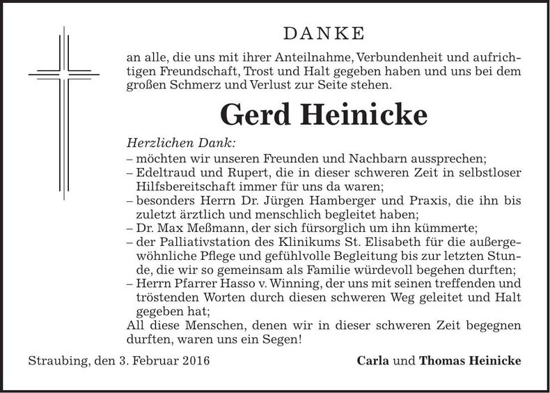 Traueranzeige Gerd Heinicke