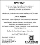 Traueranzeige Josef Pöschl
