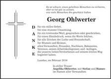 Traueranzeige Georg Ohlwerter