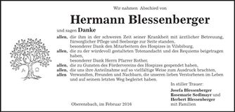 Traueranzeige Hermann Blessenberger