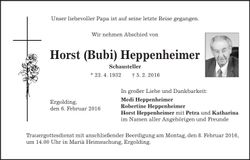 Traueranzeige Horst Heppenheimer