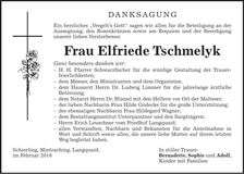 Traueranzeige Elfriede Tschmelyk