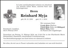 Traueranzeige Reinhard Myja