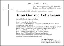 Traueranzeige Gertrud Löffelmann