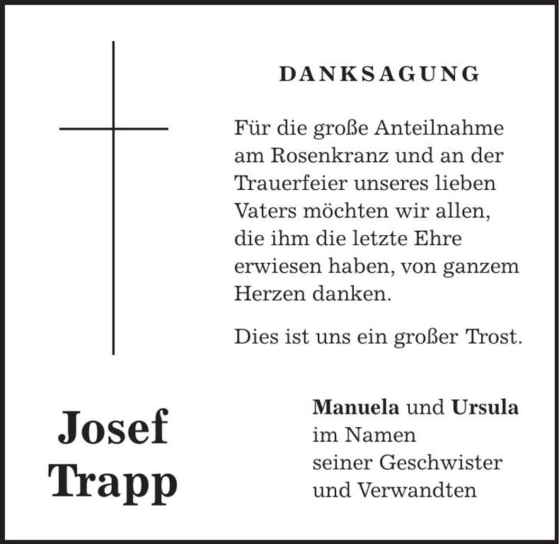 Traueranzeige Josef Trapp