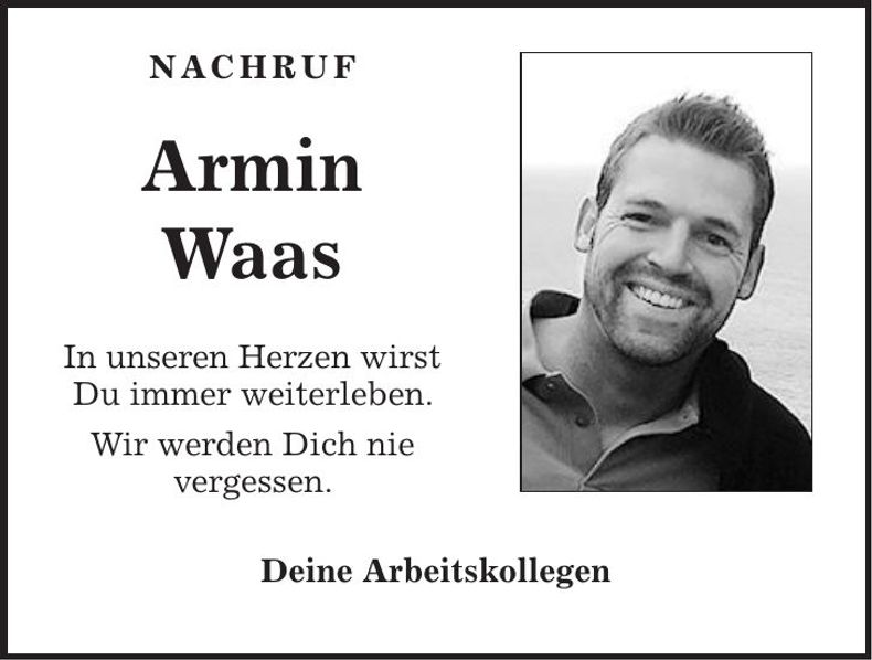 Traueranzeige Armin Waas