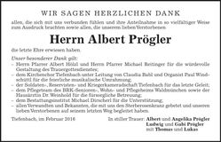 Traueranzeige Albert Prögler