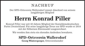 Traueranzeige Konrad Piller