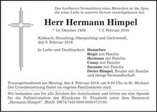 Traueranzeige Hermann Himpel